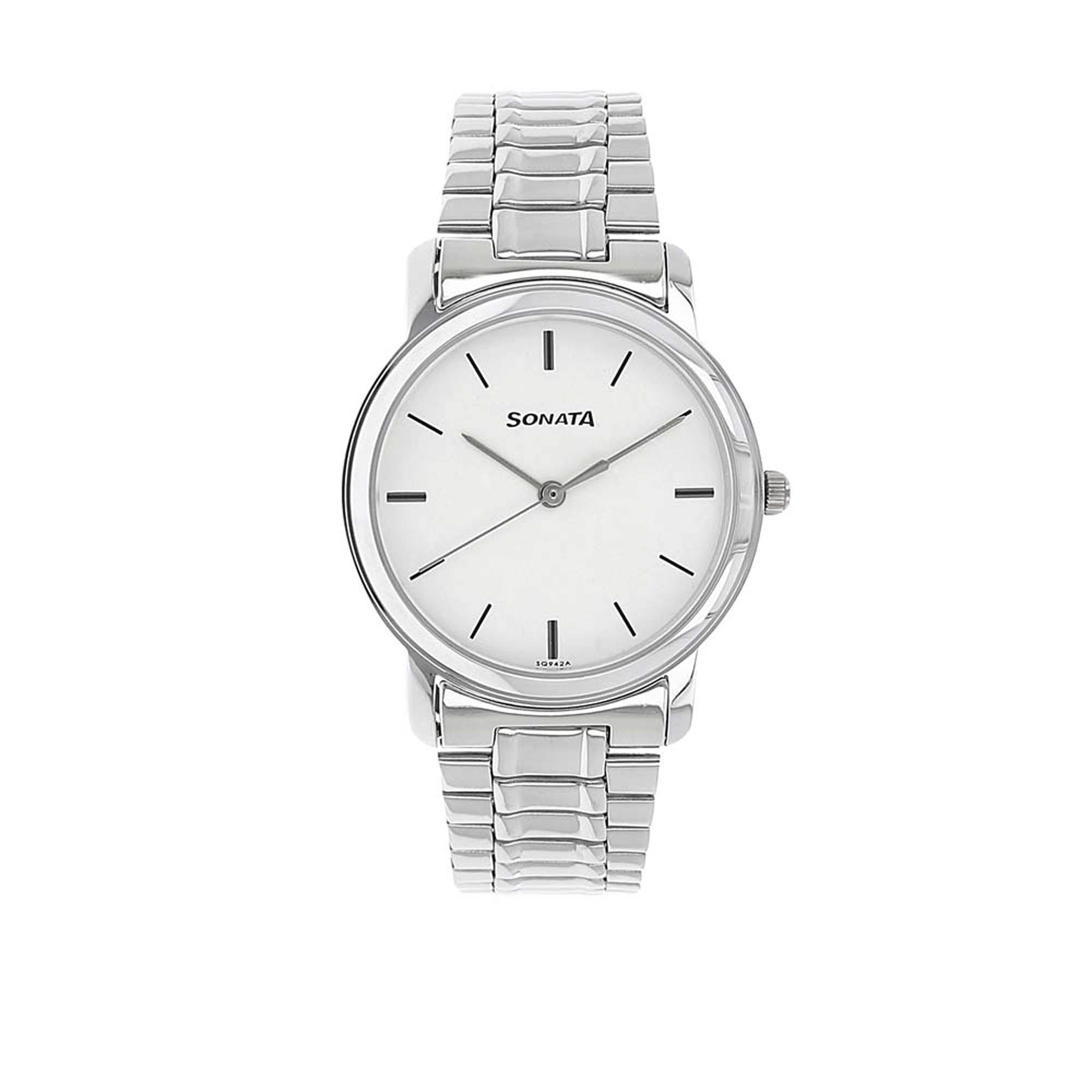 Sonata White Dial Analog Watch for Men 1013SM01