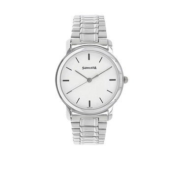 Sonata White Dial Analog Watch for Men 1013SM01