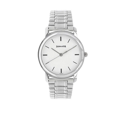 Sonata White Dial Analog Watch for Men 1013SM01