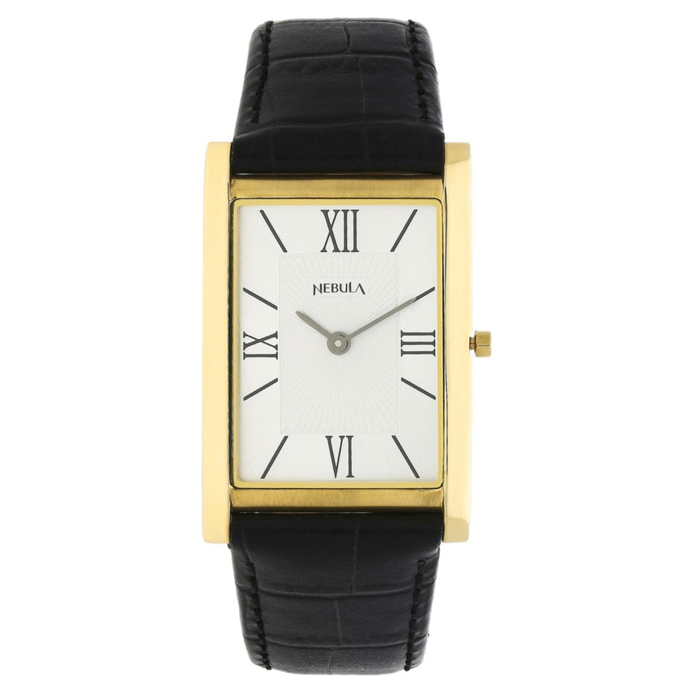 Titan Nebula Ultraslim 18k Gold Analog Leather Strap Watch for Men 1043DL12