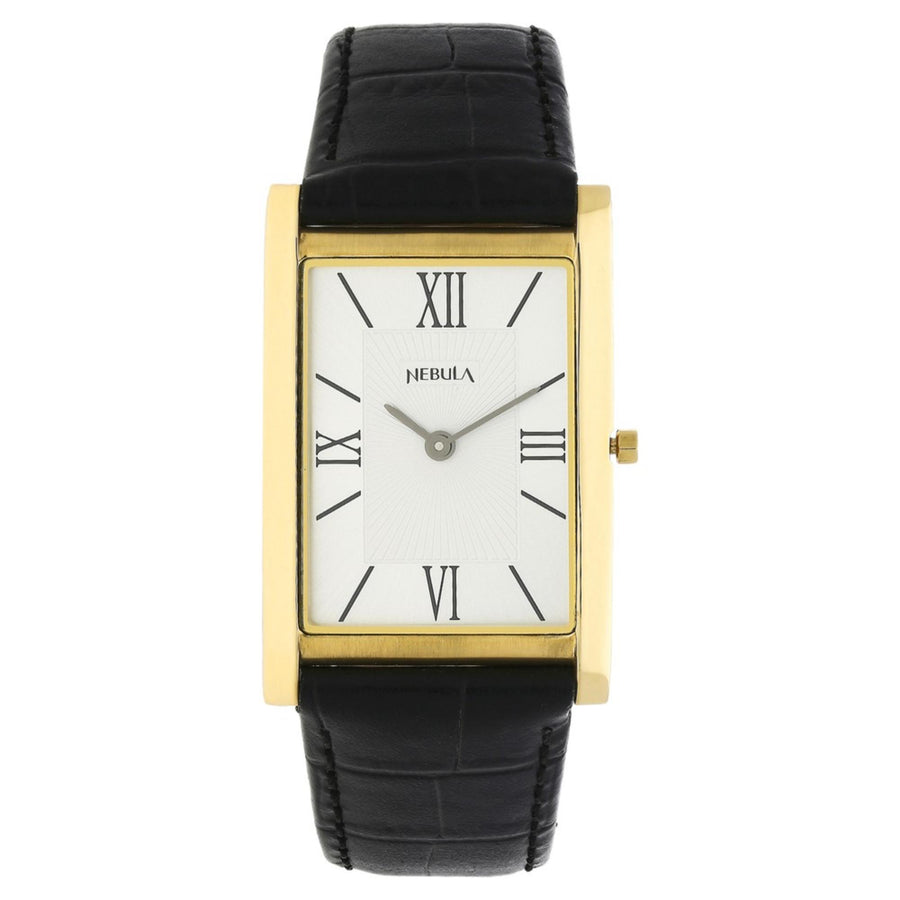 Titan Nebula Ultraslim 18k Gold Analog Leather Strap Watch for Men 1043DL12