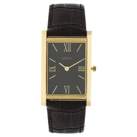 Titan Nebula Ultraslim 18k Gold Analog Leather Strap Watch for Men 1043DL13