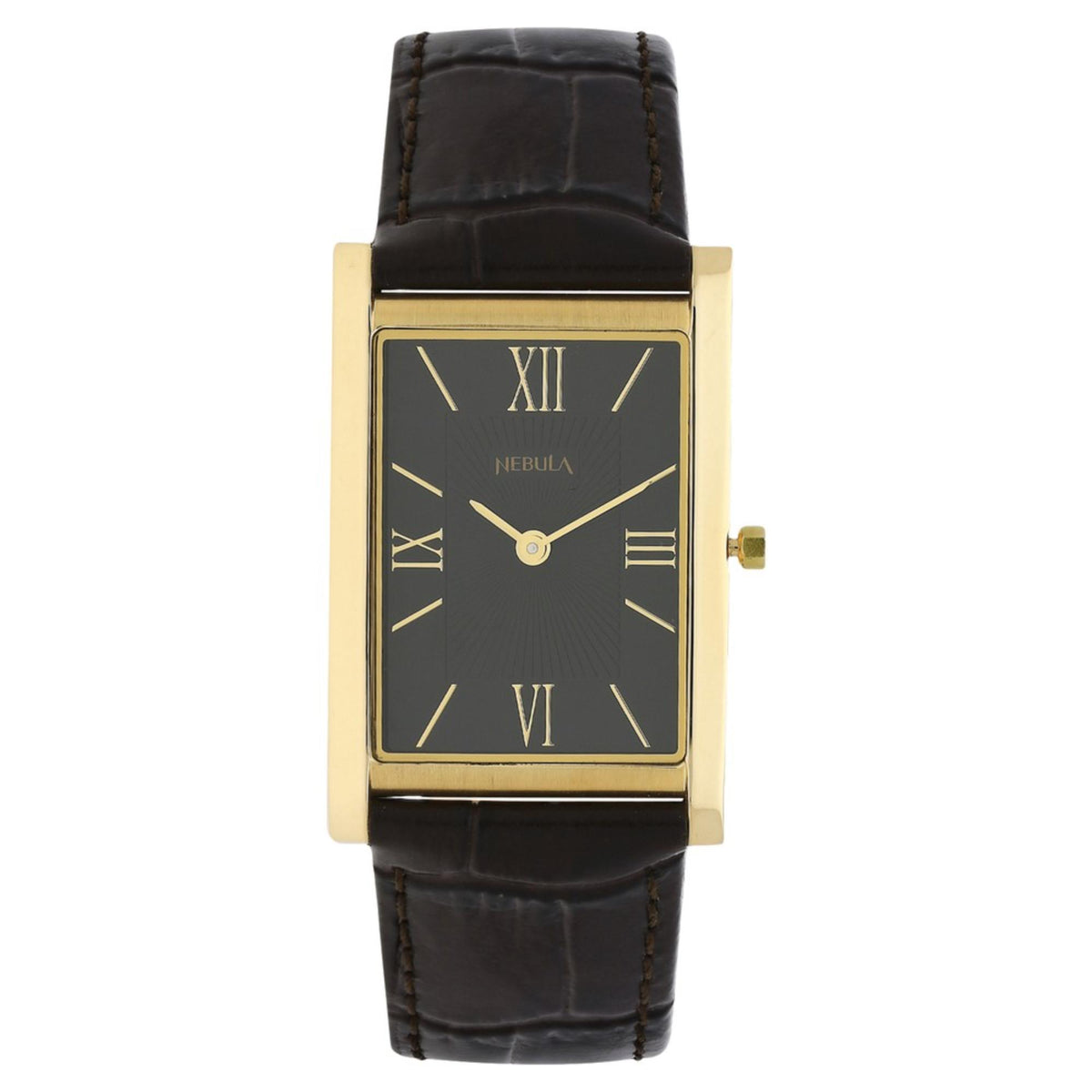 Titan Nebula Ultraslim 18k Gold Analog Leather Strap Watch for Men 1043DL13