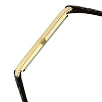 Titan Nebula Ultraslim 18k Gold Analog Leather Strap Watch for Men 1043DL13