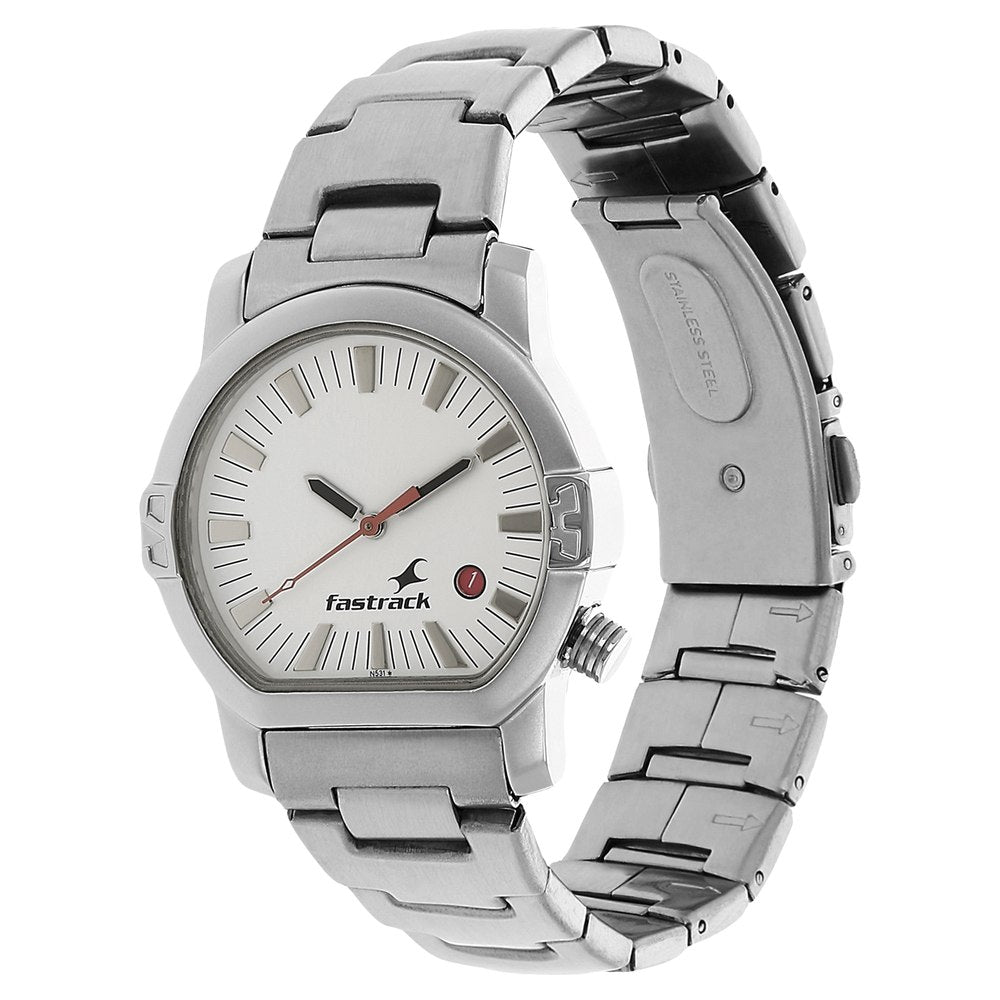 Fastrack Quartz Analog White Dial Stainless Steel Strap Watch for Guys Nepal Trade Network Pvt. Ltd