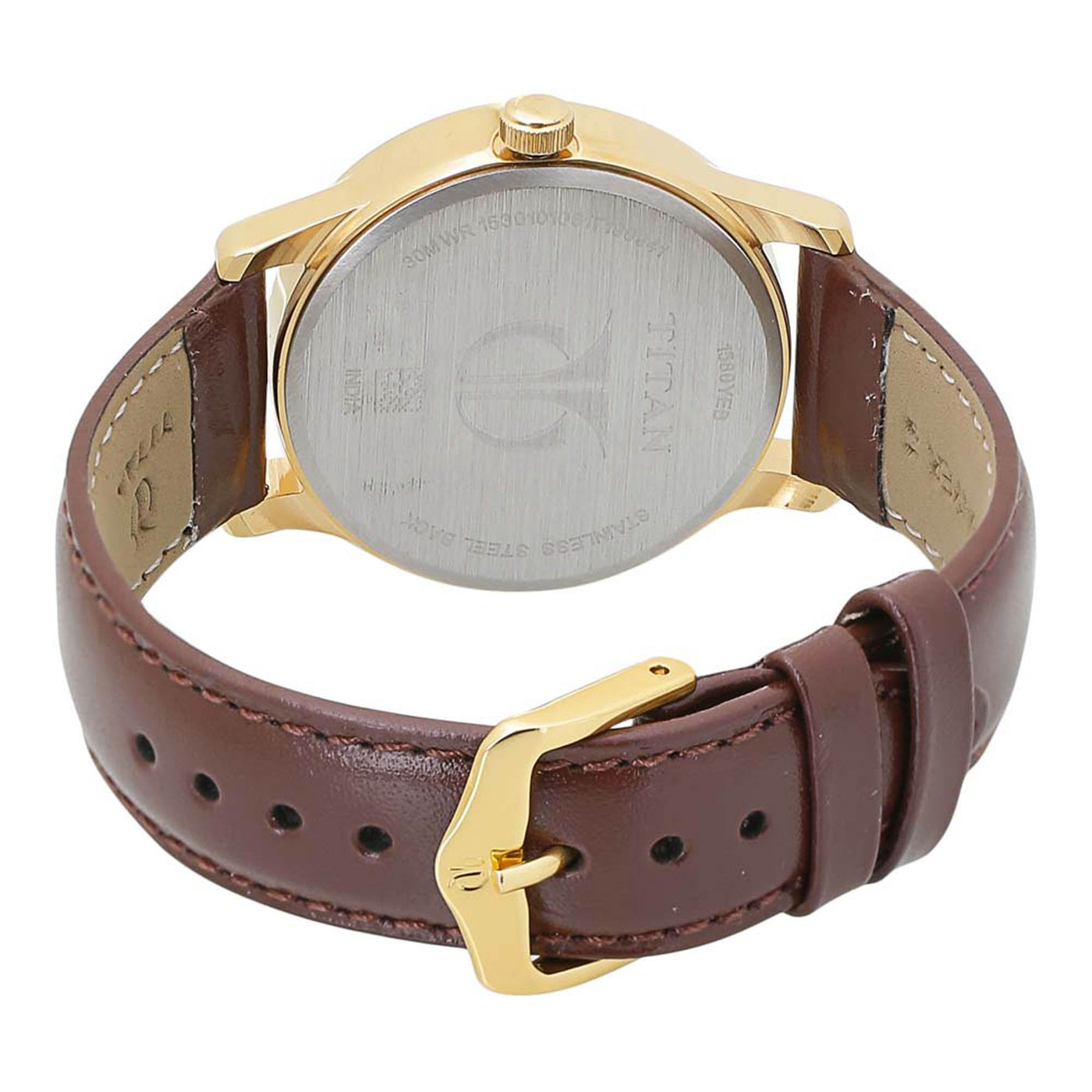 Titan Champagne Dial Analog Day and Date Leather Strap watch for Men