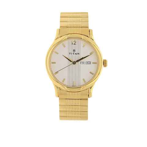 Titan Silver Dial Analog with Day and Date Stainless Steel Strap watch for Men