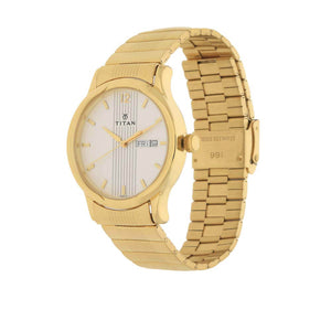 Titan Silver Dial Analog with Day and Date Stainless Steel Strap watch for Men