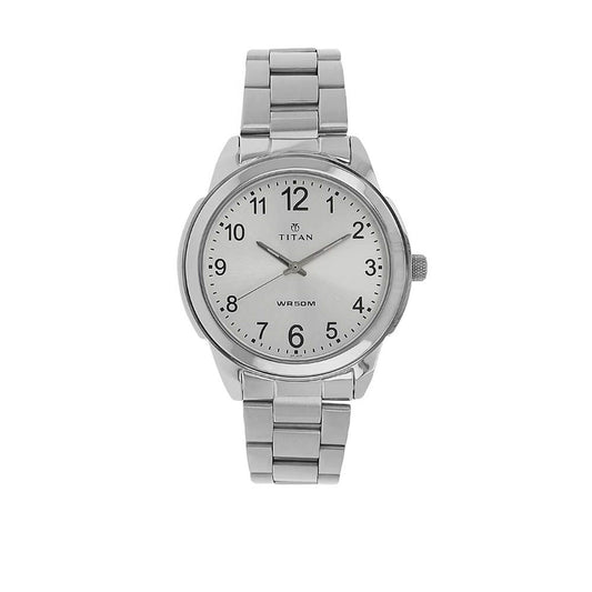 Titan Analog White Dial Quartz Metal Strap watch for Men