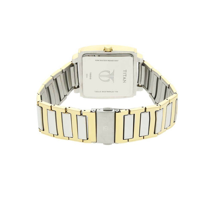 Titan Quartz Analog with Day and Date Black Dial Stainless Steel Strap Watch for Men