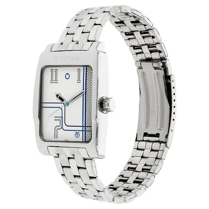 Titan Quartz Analog White Dial Stainless Steel Strap Watch for Men