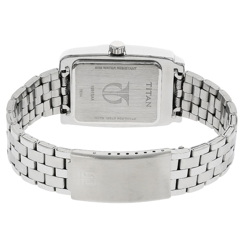 Titan Quartz Analog Black Dial Metal Strap Watch for Men