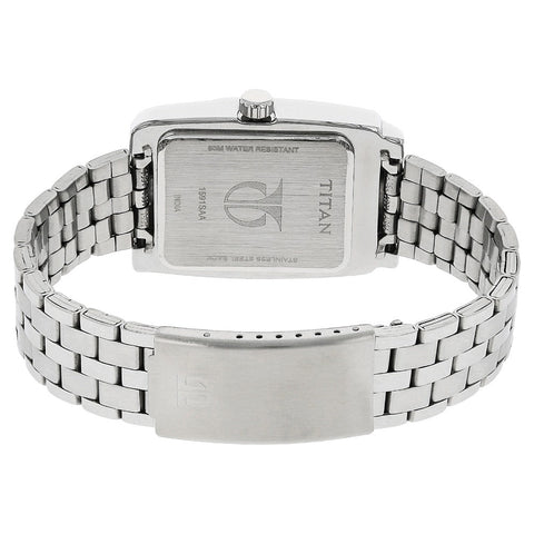 Titan Quartz Analog Black Dial Metal Strap Watch for Men