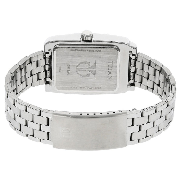 Titan Quartz Analog Black Dial Metal Strap Watch for Men