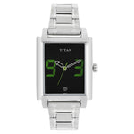 Titan Quartz Analog Black Dial Metal Strap Watch for Men