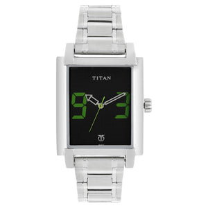 Titan Quartz Analog Black Dial Metal Strap Watch for Men