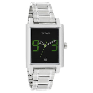 Titan Quartz Analog Black Dial Metal Strap Watch for Men