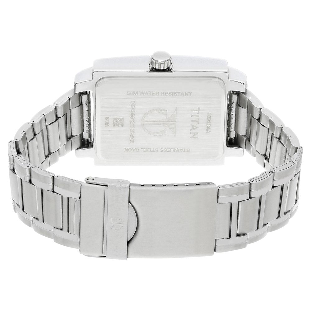 Titan Quartz Analog Black Dial Metal Strap Watch for Men