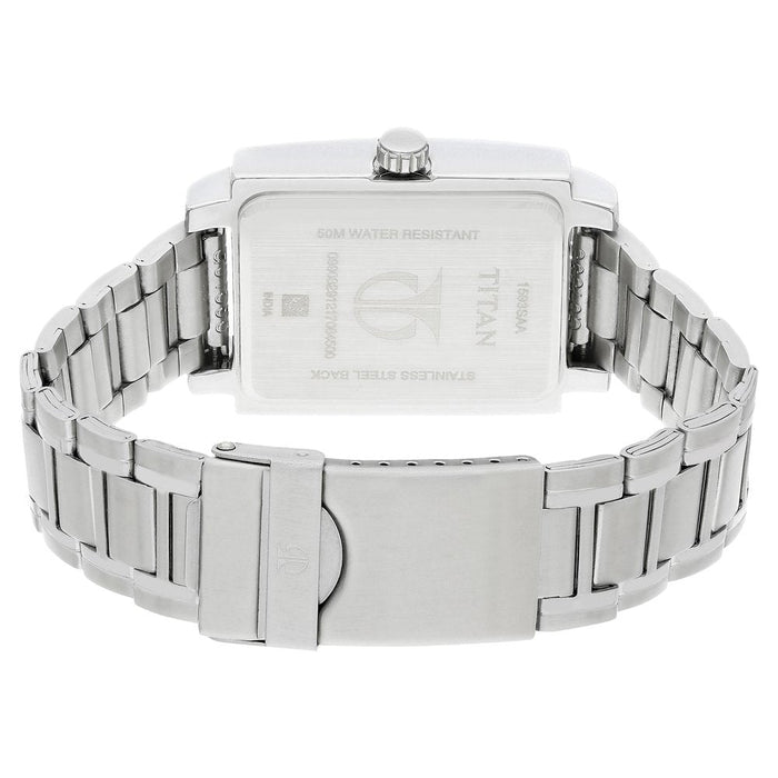 Titan Quartz Analog Black Dial Metal Strap Watch for Men