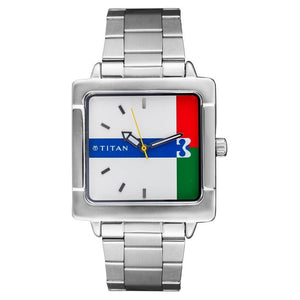 Titan Quartz Analog White Dial Metal Strap Watch for Men