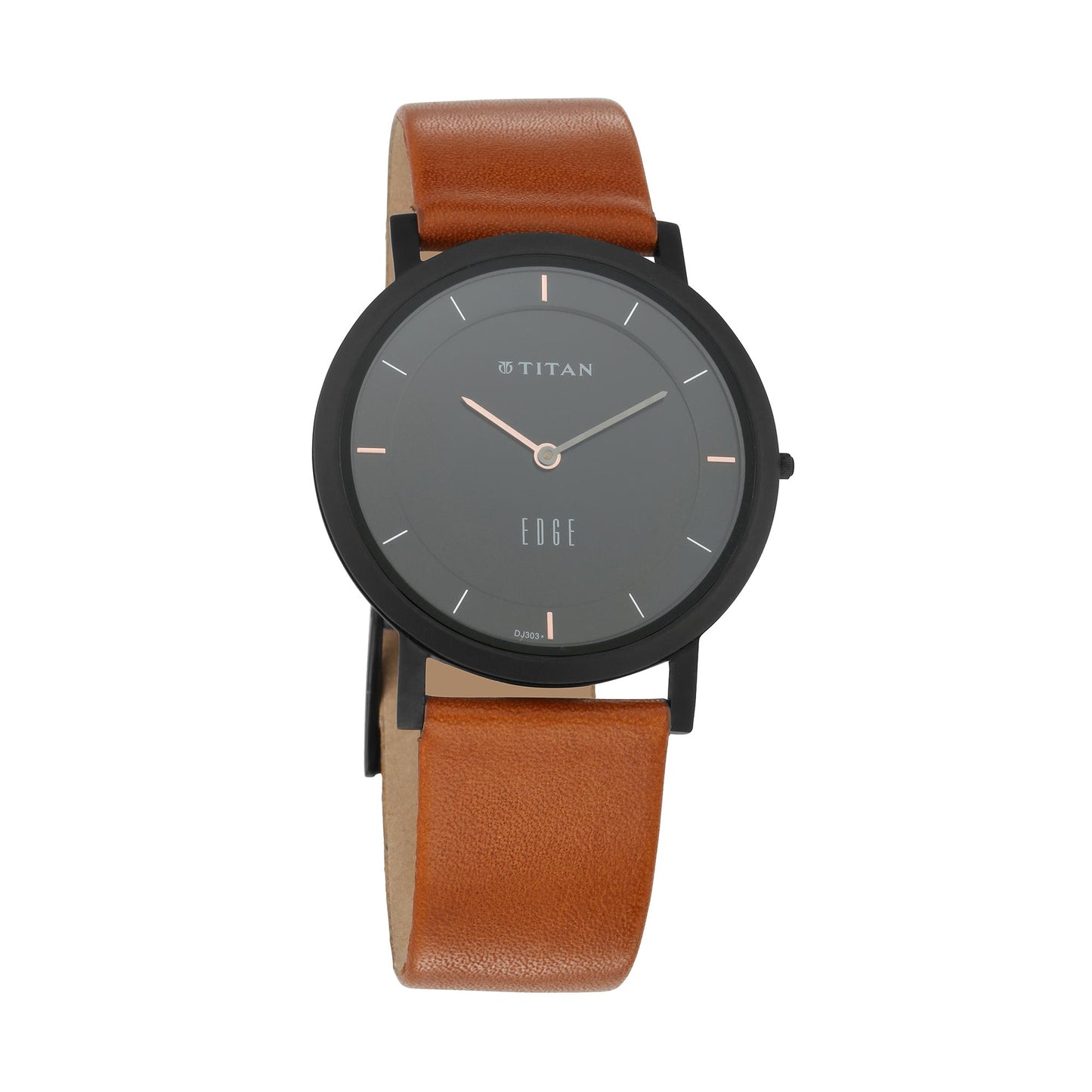 Edge Black Dial Leather Strap Watch 1595NL03