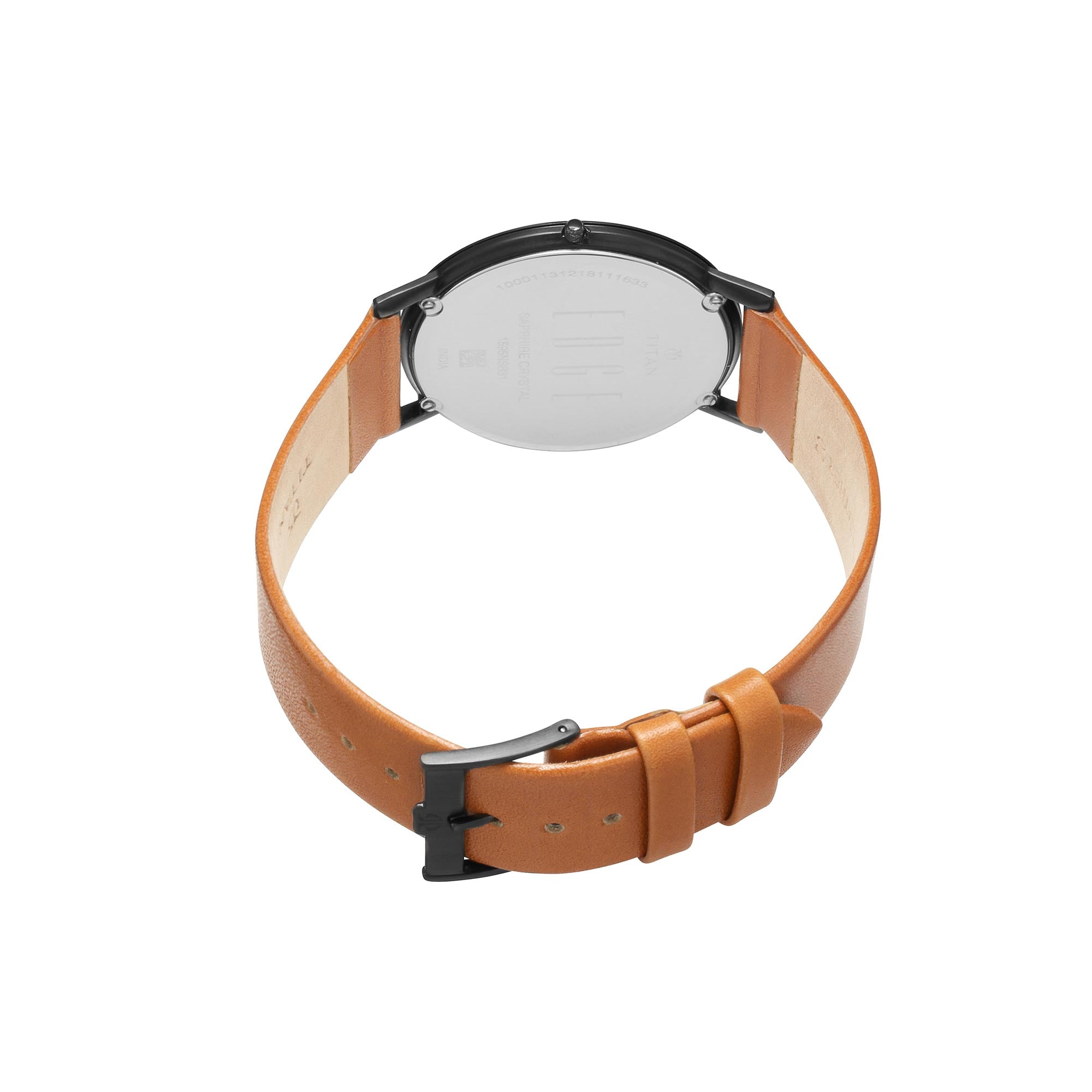 Edge Black Dial Leather Strap Watch 1595NL03