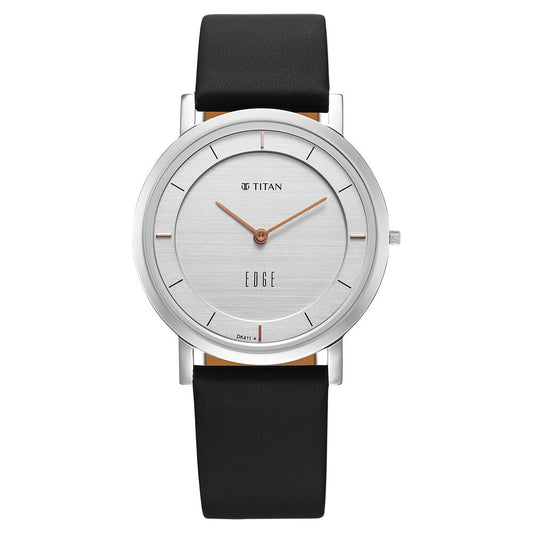 Titan Edge Quartz Analog White Dial Blue Leather Strap Watch For Men