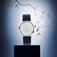 Titan Edge Quartz Analog White Dial Blue Leather Strap Watch For Men