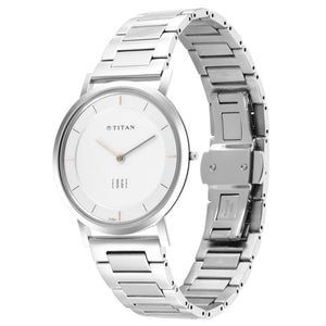 Titan Edge Silver White Dial Analog Stainless Steel Strap watch for Men
