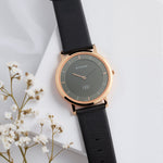 Titan Edge Quartz Anthracite Dial Leather Strap Watch for Men