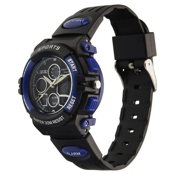 Zoop Quartz Analog Digital Black Dial Black Plastic Strap Watch for Kids