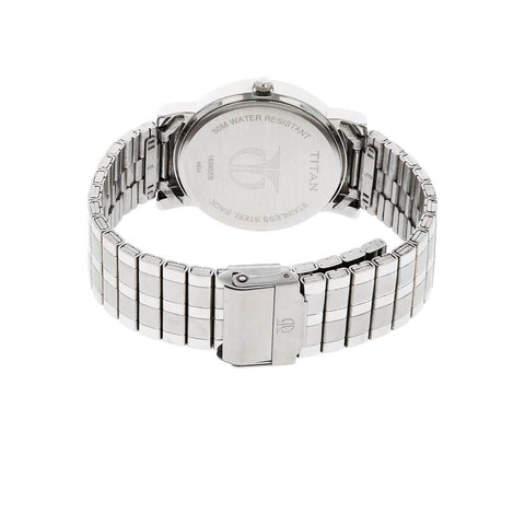 Titan Quartz Analog Black Dial Stainless Steel Strap Watch for Men