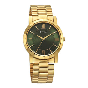 Titan Karishma Zing Quartz Analog Green Dial Stainless Steel Strap Watch for Men