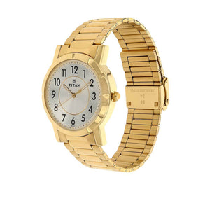 Titan Quartz Analog Silver Dial Stainless Steel Strap Watch for Men