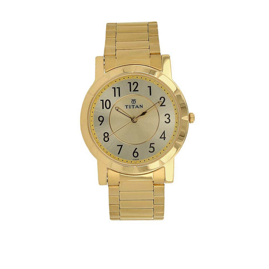 Titan Champagne Dial Analog Stainless Steel Strap Watch for Men