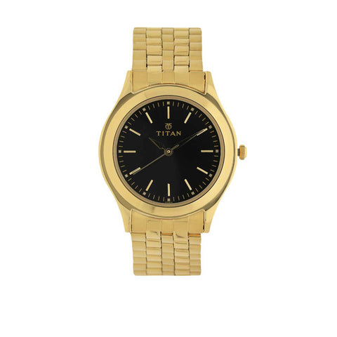 Titan Quartz Analog Black Dial Stainless Steel Strap Watch for Men