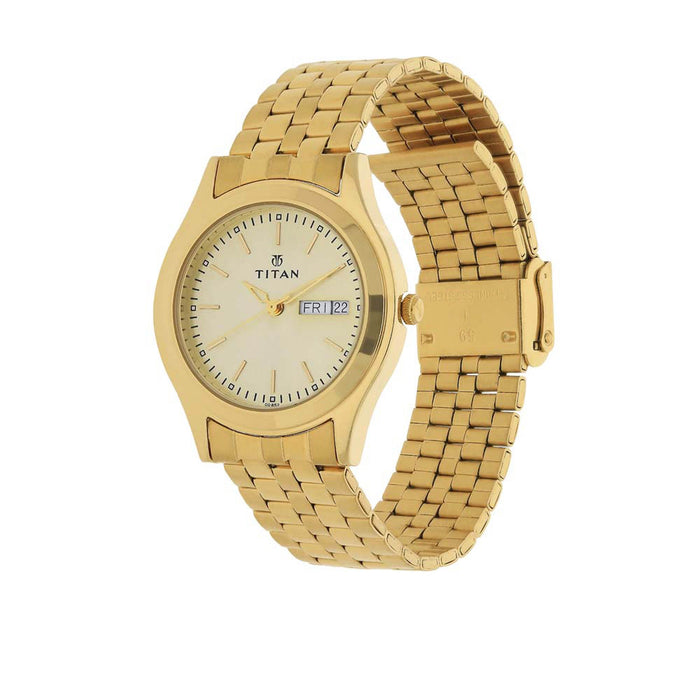 Titan Champagne Dial Analog with Day and Date watch for Men