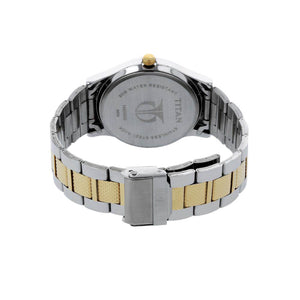 Titan Quartz Analog with Date Silver Dial Stainless Steel Strap Watch for Men
