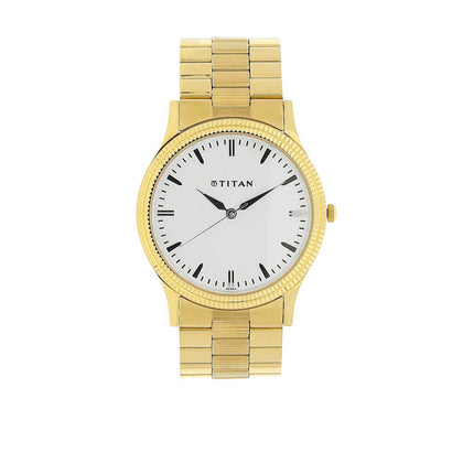 Titan Quartz Analog with Day and Date White Dial Stainless Steel Strap Watch for Men
