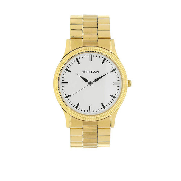 Titan Quartz Analog with Day and Date White Dial Stainless Steel Strap Watch for Men