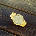 Titan Quartz Analog with Day and Date Champagne Dial Stainless Steel Strap Watch for Men