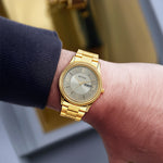 Titan Quartz Analog Champagne Dial Stainless Steel Strap Watch for Men