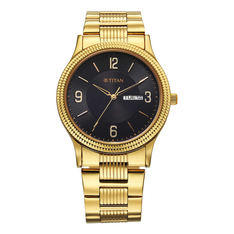 Black dial gold watches for men 