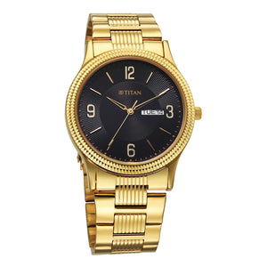 gold men wrist watch
