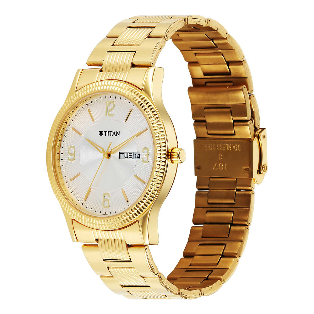 Titan Silver White Dial analogue Watch for Men