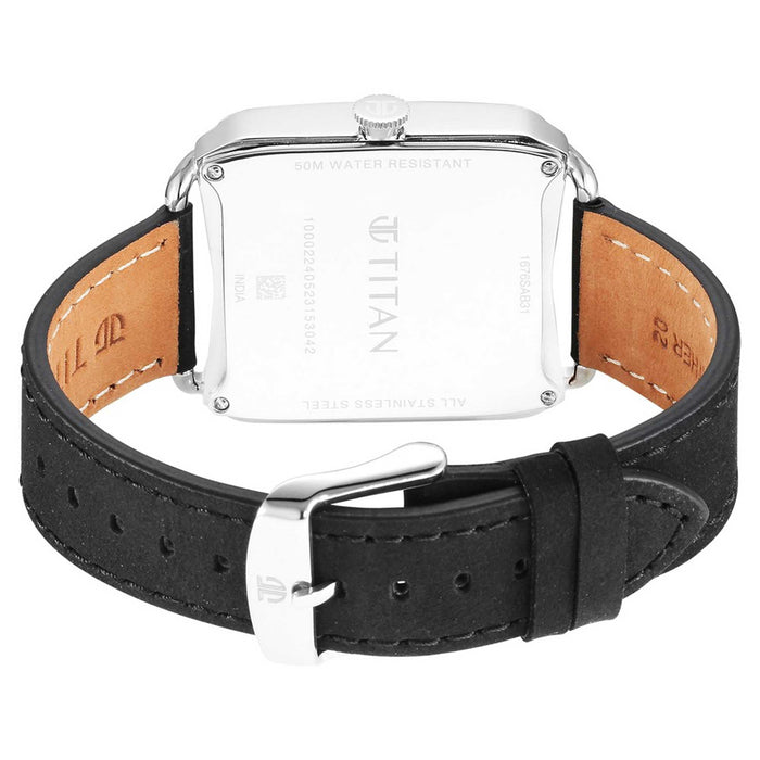 Titan Retro Revive Quartz Analog White Dial Leather Strap for Men