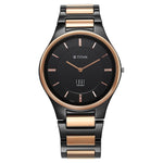 Titan Edge Ceramic Quartz in Midnight Gold with Diamonds and Black Dial Watch for Men