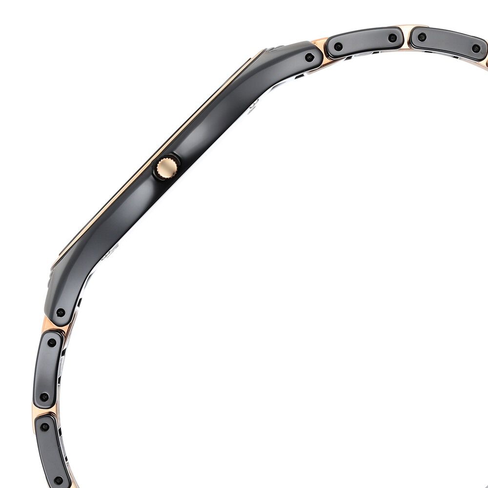 Titan Edge Ceramic Quartz in Midnight Gold with Diamonds and Black Dial Watch for Men