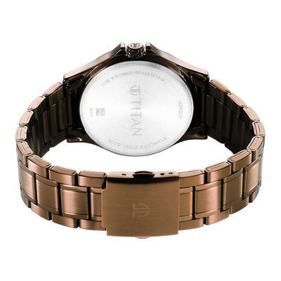 Titan Neo Splash Quartz Multifunction Brown Dial Stainless Steel Strap Watch for Men