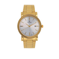 Titan Quartz Analog with Date Silver Dial Stainless Steel Strap Watch for Men